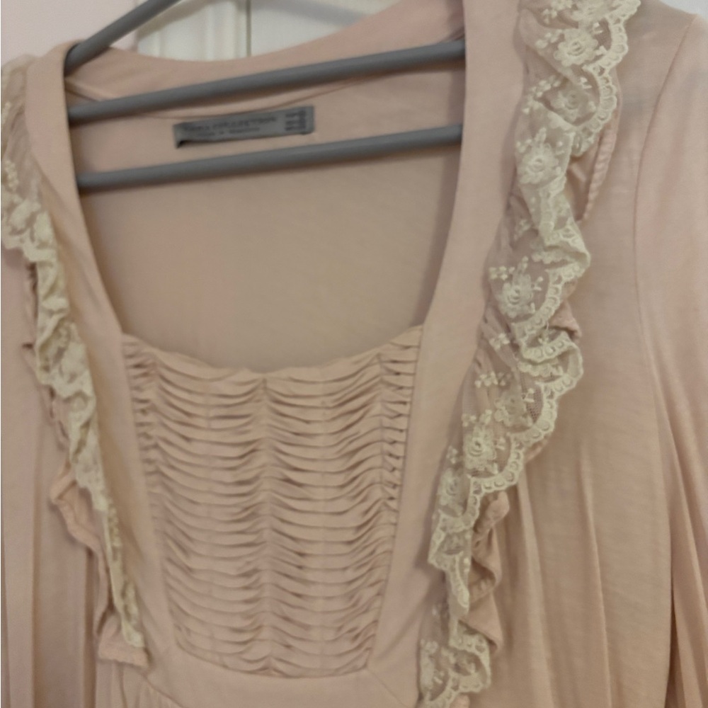 Zara Pink Long Sleeve Top with Lace Detail